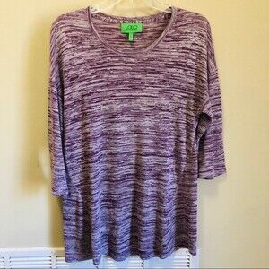 LOGO Lori Goldstein Heathered Purple Dropped Shoulders 3/4 Sleeve Tunic Sz. XS